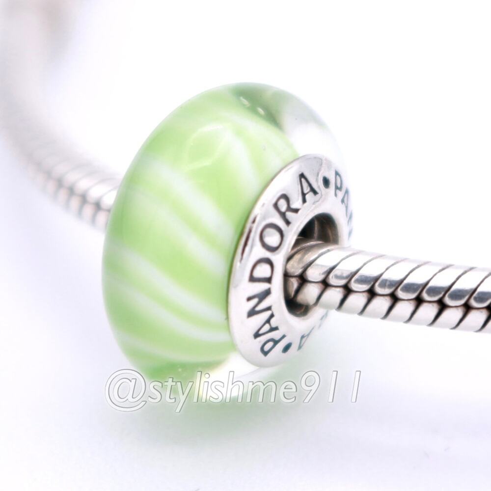 Authentic Pandora Light Aqua Candy Stripes Charm